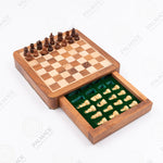Square Olive-Wood Chess Set with Drawer