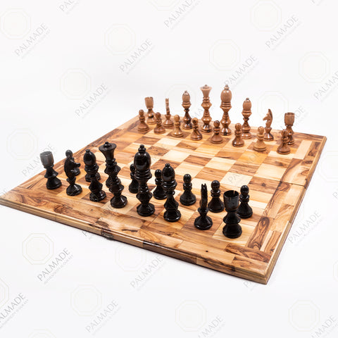 Olive-Wood Chess with Wood-Pattern Floor