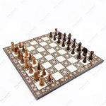 Olive-Wood Chess Set with Floral Floor