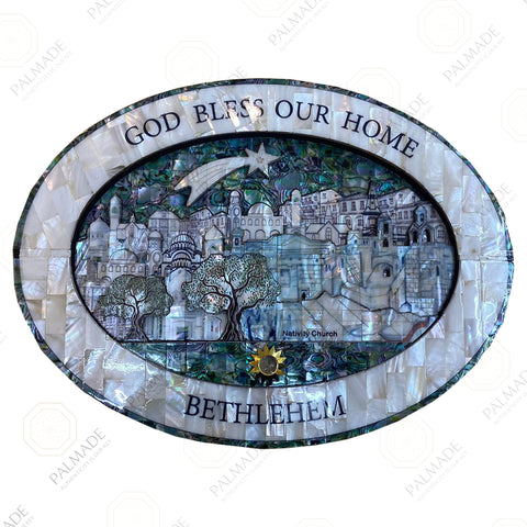 Mosaic Bethlehem City Oval Pearl Wall Art