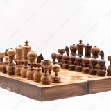 Olive-Wood Chess with Round-Shaped Pieces